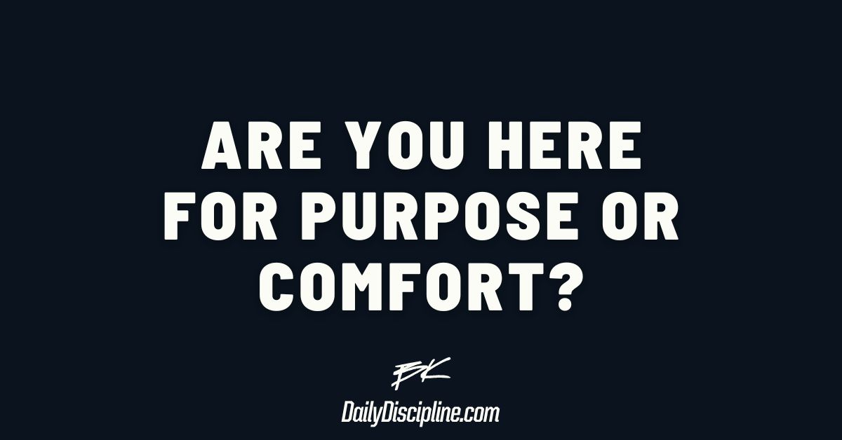 Are you here for purpose or comfort?